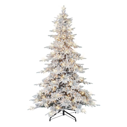 9ft. Pre-Lit Flocked Utah Fir Artificial Christmas Tree, Clear Lights